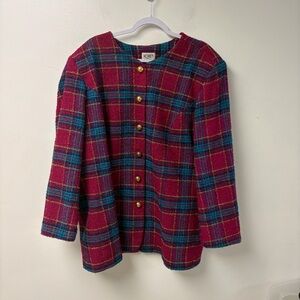 Koret Vintage Pink Plaid Wool‎ Blend Tweed Jacket Size 28W